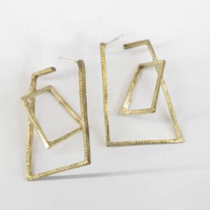 frame earrings gold bronze