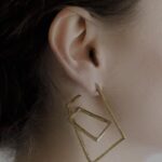 frame earrings gold bronze